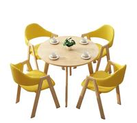 4-Piece Dining Set Modern 1-Table-4-Chairs Furniture Rectangular Compact Round Table & Chairs for Cafe/Office/Home(A)
