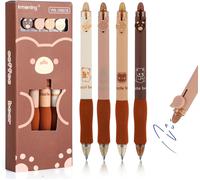 4-Piece Erasable Pen Set - Cute Bear Design, Blue Ink, 0.5mm Lead - Kawaii Animal Pen With Eraser