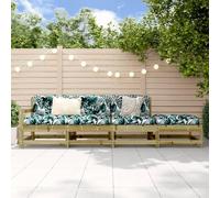 4-Piece Garden Furniture Set in Pressure-Treated Pine Wood, Outdoor Patio Corner Sofa with Footrest, Rustic Modular Design for Terrace, Backyard, Durable Weather-Resistant Wooden Lounge Set