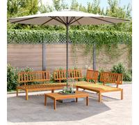 4-Piece Garden Pallet Sofa Set with Table, Solid Acacia Wood Outdoor Furniture for Patio, Terrace, Backyard, Modular Design, Durable & Easy to Clean, Includes Corner Sofa, Center and Coffee Table