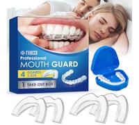 4 Pièce Gouttiere Dentaire Bruxisme, Protège-dents réutilisable, Anti Grincement Dent, 2 Tailles Protecteurs Buccaux, Protege Dent Nuit, Améliore La Qualité Du Sommeil, Facile à Transporter