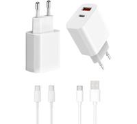 4-Piece Kit 20w Dual Ports Usb-C/Usb-A Charger With 2 X 2m C-C And A-C Cables For Iphone 16/15/14/13,Ipad,Samsung Galaxy-Fast Charger,Multi-Device Compatible