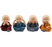 4 Pièce Mignon Moine Figurines Petite Statue De Résine, Sage Kung Fu Bouddha Créatif Artisanat Ornement Comme À La Maison, Bureau Voiture Affichage Intérieur Décoration Décor Poupées Jouet Cadeau