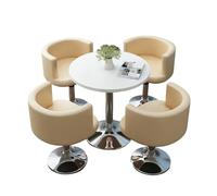 4-Piece Modern Round Table & Swivel Chair Set, Multi-Color Padded Chairs Upholstered for Home Balcony/Café/Office Lounge(K)