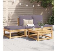 4-Piece Outdoor Garden Furniture Set with Cushions - Solid Acacia Wood Patio Lounge Sofa Set, Modular Design for Terrace Backyard Balcony, Water-Resistant & Comfortable Seating, Max Load 110kg