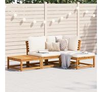 4-Piece Outdoor Garden Furniture Set with Cushions - Solid Acacia Wood Patio Sofa Set, Modular Design for Terrace Backyard Balcony, Water-Resistant Slatted Seating, Comfortable Lounge Chair