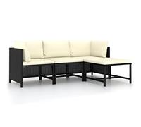 4-Piece Outdoor Wicker Patio Furniture Set with Cushions, Black All-Weather Resin Rattan Sofa Set for Garden, Balcony, Poolside, Includes Modular Corner Sectional, Coffee Table Padded Seat Cushions