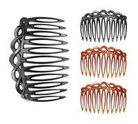 4 Pièce Peignes Latéraux Cheveux,23 Dents Peigne à Cheveux Tressé Rétro en Plastique,8.4 x 5 cm Créatifs Accessoires Marron Foncé,Pour femmes et filles,Voile de mariage