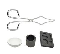 4-Piece Portable Smelting Kit - Heat Resistant Graphite Melting Crucible & Casting Molds For Jewelry Repair & Purification | Non-Slip Handle Grip For Craftsmen, Rings, Earrings & Bracelets