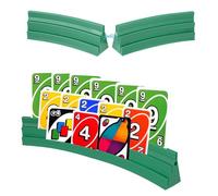 4 Pièce Porte-Cartes à Jouer - 3 Rampes - Lot de 2 - Simple 17,6cm - Empilables - Épissage Magnétique- pour Célébrations Personnes Âgées Enfants Arthrite - Vert