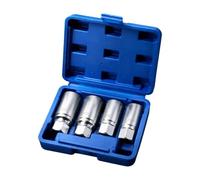 4-Piece Stud Extractor Socket Set - 1/2" Drive Broken Bolt Remover | 6, 8, | 1/2 Inch (12.5mm) Square Drive, Metric 6mm/8mm/10mm/12mm Sizes, Extended Barrel Design For Deep Hole Access, Heavy-Duty Steel