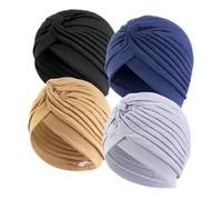 4 Pièce Turban Femme Chimio,Mode Musulmane Priere Bambou Bonnet,Chretien Femmes Chemo Dry Cheveux Voile Cap,Africain Homme Nuit Sleeping Hair Hijab Headwear pour Bandeau Bonnets Foulard Bandana