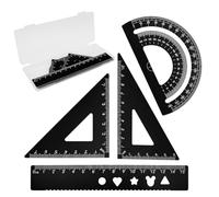 4 PièceOutil de Géométrie mathématique Règle Ensemble Alliage D'aluminium Math Geometrie Kit Dessin et Mesure pour School Supplies Etudiants Enseignants, Architectes, Ingénieurs (Noir)