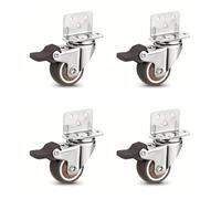 4 pièces 1/1.25/1.5/2 Pouces roulettes à Montage latéral en Forme de L Petites Meubles Caoutchouc pivotantes for Armoire Chariot(4 Brake,1.5 inch)