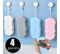 4 pièces/1 pièce Motif d'écailles de poisson 3D épaissi de couleur unie, doux et non pelucheux, ne nuit pas à la peau lors du frottage, éponge haute densité pour la douche et le bain, outil de gommage