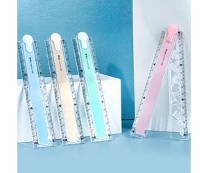 4 pièces/1 pièce Règle pliable, Règle colorée pour étudiants, Règle en plastique pour dessin géométrique, Fournitures scolaires essentielles pour l'apprentissage, Règles, Rentrée scolaire Rose 1 pièce