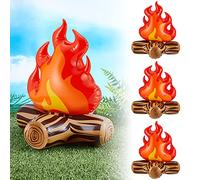 4 Pièces 12 Pouces Accessoires de Feu de Camp Gonflables, Feu de Camp de Noël Décoration de Scène de Fête, Accessoires de Jeu de Camping Intérieur Extérieur Jouets de Bois de Chauffage