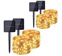 4 pièces 120LED 12M Guirlande lumineuse solaire extérieure, Lampes solaires extérieures jardin, blanc chaud, E0266