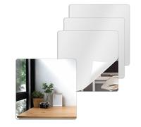 4 Pièces 15 X 15 cm Haute Définition Miroir Adhesif Mural | Acrylique Flexible Autocollant, Mur Résistant aux Chocs Miroir a Coller aux Murs des Chambres, Salles de Bains et Salons