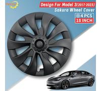 4 pièces 18 pouces enjoliveur pour Tesla modèle 3 2017-2023 Sakura Style Automobile enjoliveur roues de remplacement couverture accessoire de jante complète Turbine Style Black