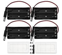 4 Pièces 18650 Support de Batterie, KUOQIY 2 x 3.7V Boîtier de Batterie avec Prise CC, avec 2 Pièces Boîte à Piles en Plastique et Tournevi et Vis