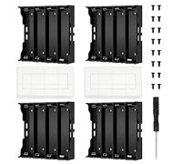 4 Pièces 18650 Support de Batterie, KUOQIY 4 x 3.7V 18650 Boîtier de Batterie avec Pin, avec 2 Pièces Boîte à Piles en Plastique et Tournevis et Vis (4 Piles)