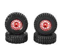 4 pièces 1in 1/24 RC pneu de voiture en caoutchouc roues de véhicule RC pneus de voiture sur chenilles pour SCX24 90081 AXI00001 AXI00002 (Rouge)