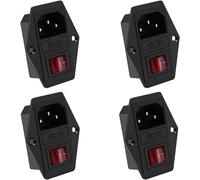 4 Pieces 220-250 V/10 A IEC320 C14 Recessed Connector,IEC Audio Jack Recessed Socket for 3D Printer,with Switch,Fuse and Lamp