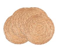 4 Pièces 30 cm Faites à la Main Set de Table Tressé Rond, Roseau Naturel Paille, Isolants Thermiques et Antidérapants sous Assiette de Table, Cuisine et Salle à Manger Anti-Brûlures Tapis de Plat