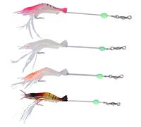 4 PièCes 6.5g Leurres De PêChe Aux Crevettes Ensemble AppâTs Artificiels En Pvc Souple AppâTs Lumineux Avec Crochets Pour Eau Douce Et Eau SaléE