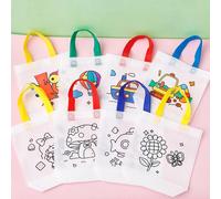 4 pièces/6 pièces/8 pièces/12 pièces/16 pièces Sac de peinture graffiti fait main DIY pour étudiants, cadeau de campus, sac fourre-tout en tissu non tissé à peindre et colorier pour étudiants (couleur