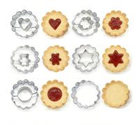 4 pièces/6 pièces Moules à biscuits à la confiture en acier inoxydable de formes telles que cœur, cercle, fleur, étoile hexagonale, etc. C'est le meilleur choix pour faire des biscuits à la confiture,