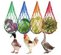 4 Pièces 60cm Sac Filet à Suspendre pour Poulets, Coloré Sac de Maille D'alimentation de Poulet, Nylon Filet à Suspendre pour Légumes pour Poulets, Canards, Oies, Accessoires pour Jouets pour Volaille