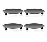 4 Pièces 7cm Plaques de Bougie en métal Retro Candélabres Bougeoir Plateau Plaques Candélabre Pilier Noir pour Mariage Maison Décoration Valentin Noël Cadeau d'anniversaire Dîner Aux Chandelles