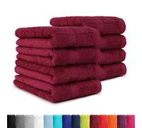 4 pièces/8 pièces dans de nombreuses couleurs - 4/8 Set de serviettes essuie-mains 50 x 100 cm, 100 % coton, bordeaux, Lot de 8