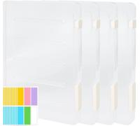 4 Pieces A4 File Storage Boxes With Label Filing Boxes Organizer Transparent Plastic Storage Box Portable File Storage Transparent Stackable