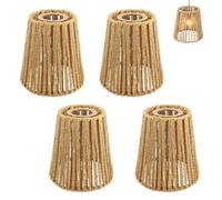 4 Pièces Abat Jour Rotin Naturel Boho Plafond Plafonnier Vintage | Abat Jour Rotin pour E26 E27 Salon Chambre Cuisine Couloir Applique Suspendue Lampadaires Suspension