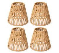 4 Pièces Abat-Jours En Rotin Style Bohème: Abat-Jour En Rotin Tressé, Main Style, Décoration De La Maison, Abats Jour Rotins Naturel Boho Pour Bar, Restaurant, Chambre à Coucher, Café, Hôtel
