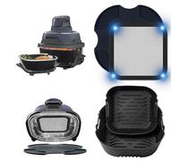 4 Pièces Accessoires pour Ninja CRISPi Friteuse à Air FN101EUSG, 2 Moules Silicone + Grille Anti Projection en Inox + Dessous de Plat en Silicone pour Ninja Air Fryer FN101EU (Bleu Foncé)
