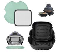 4 Pièces Accessoires pour Ninja CRISPi Friteuse à Air FN101EUSG, 2 Moules Silicone + Grille Anti Projection en Inox + Dessous de Plat en Silicone pour Ninja Air Fryer FN101EU (Vert Clair)