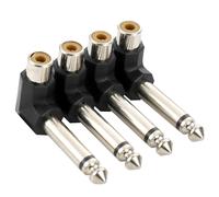 4 pièces Adaptateur audio RCA à angle droit vers TS 6,35 mm,prise mâle mono 90 degrés 1/4"" vers connecteur femelle RCA pour haut-parleur,amplificateur,son de guitare