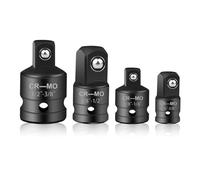 4 Pièces Adaptateur Douille, Adaptateur pour Impact Réducteur, Adaptateur à Cliquet /4 vers 3/8, 3/8 vers 1/4, 3/8 vers 1/2, 1/2 vers 3/8 pour Douilles à Cliquet(Noir)