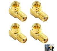 4 Pièces Adaptateur F Coudé 90 Degrés, Connecteur F Plaqués Or Mâle vers F Femelle, Raccord Coaxial Angle Droit pour Câble Satellite et Antenne, Idéal TV Murale, Récepteur Sat, LNB, Gestion Câbles