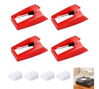 4 Pièces Aiguilles Diamant de Remplacement, Pointe de Lecture Tourne-Disque Platine Vinyle Universelle Lecture Stylet Rubis Haute Précision Son Clair Doux Compatible Crosley ION Numark Sanyo
