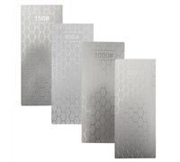 4 Pièces Aiguisoir en Pierre Diamantée, 150/600/2000/3000 Plaques D'aiguisage à Grain Extra Grossier/Moyen/Extra Fin pour Couteaux, Haches, Hachettes, Lames de Tondeuse à Gazon, Boucles et Ciseaux