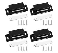 4 Pièces Aimant Porte Placard Cuisine, Cabinet Aimant avec 16 Vis, Loquets de Porte Magnétique Aimant Meuble Fermeture, Facile à Installer, pour Portes d'armoire, Placards, Tiroirs et Volets, Noir