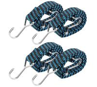 4 Pièces Ajustable 1M élastiques Sandows avec Crochets, Tendeurs Elastique avec Crochets, Tendeur Plat, Sandow Corde Elastique Robustes pour Transport de Bagages Voiture Moto Camping Vélo (Bleu)
