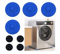 4 pièces Amortisseurs lave-linge, pieds anti-vibration lavage, patins en antidérapant pour lave-linge avec tapis antidérapant rond de 4 cm, pour protéger la machine (bleu)