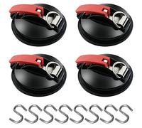 4 Pièces Ancre à Ventouse avec Fixation du Crochet d'Arrimage, 8 Crochets de Fixation en S, Crochet de Fixation de Ventouse Auvent pour Tentes Latéral de Voiture Accessoire de Bâche de Camping