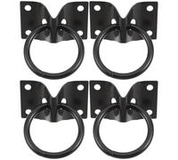 4 Pièces Anneau D’attache Vis et Boulon en Fer Noir pour Cheval | Forme Circulaire, Structure Anti-traction, Bords Arrondis, Montage Mural, pour Écurie et Toilettage